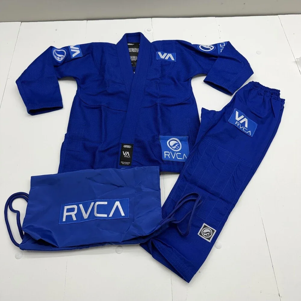 RVCA Shoyoroll BJJ Jiu Jitsu Gi Uniform Set Kids M1 Blue Jacket Pants Bag